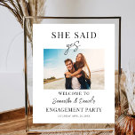 Affiche Bienvenue Partie d'engagement Elle a dit Oui Photo<br><div class="desc">Welcome Engagement Party Elle a dit Oui Photo Custom Foot Board</div>