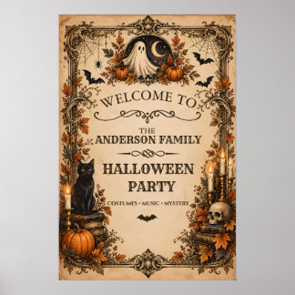 Affiche Bienvenue personnalisée à une fête d'Halloween vin
