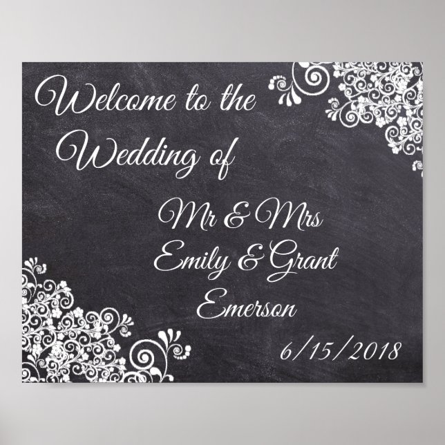Affiche Bienvenue personnalisée au mariage de style tablea (Devant)