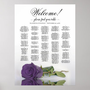 Affiche Bienvenue ! Plan de table alphabétique Amethyst Ro