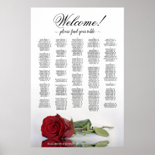 Affiche Bienvenue ! Plan de table alphabétique Rose Rouge