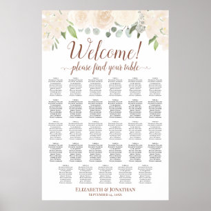 Affiche Bienvenue ! Plan de table Roses Pêche Pâle 29
