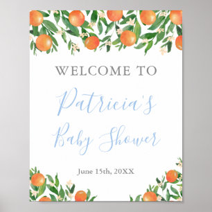 Affiche Bienvenue pour bébé garçon Citrus Oranges Douche