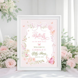 Affiche Bienvenue pour la Baby Shower de la Petite Fille a