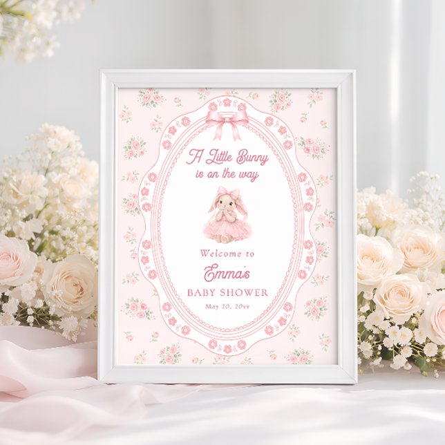 Affiche Bienvenue pour la Baby Shower Fille de Little Bunn (Créateur téléchargé)