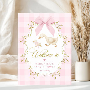 Affiche Bienvenue pour la Baby Shower Fille Silly Goose Ro