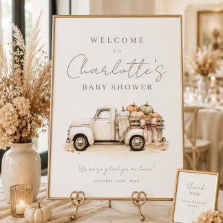 Affiche Bienvenue pour la Baby Shower Petit Citrouille Vin
