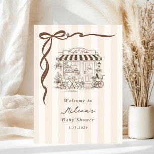 Affiche Bienvenue pour la fête de bébé Café Bébé arc neutr
