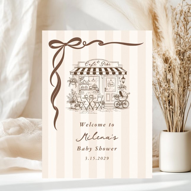 Affiche Bienvenue pour la fête de bébé Café Bébé arc neutr (Créateur téléchargé)