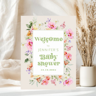 Affiche Bienvenue pour la fête de bébé fleur sauvage petit