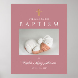 Affiche Bienvenue pour la photo de baptême de fille modern