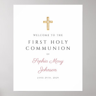 Affiche Bienvenue pour la première communion de la fille r