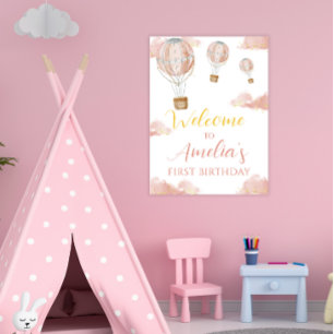 Affiche Bienvenue pour la première fête d'anniversaire de