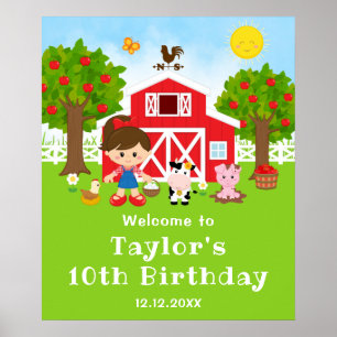 Affiche Bienvenue pour l'anniversaire de la fille aux chev