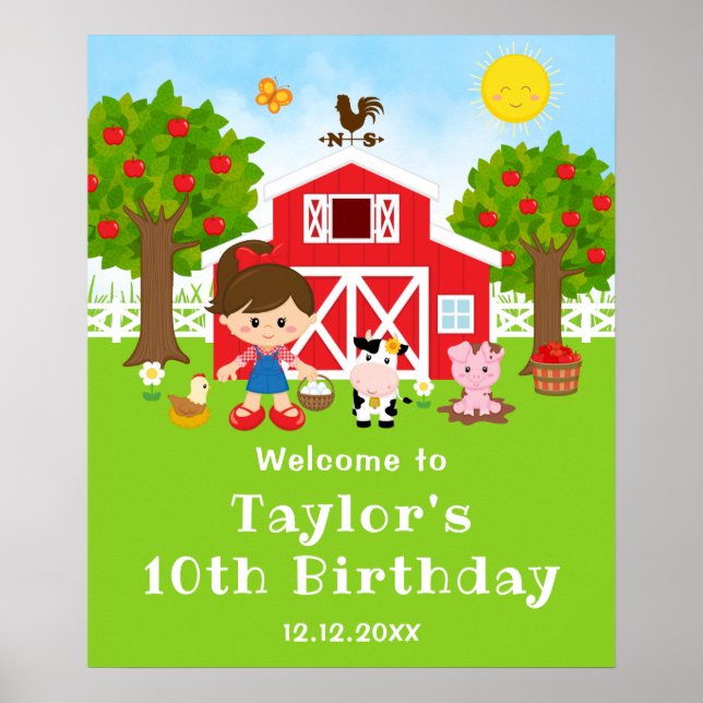 Affiche Bienvenue pour l'anniversaire de la fille aux chev (Devant)