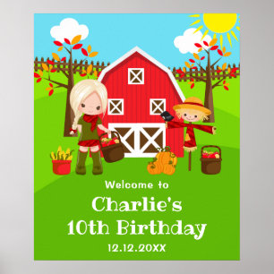 Affiche Bienvenue pour l'anniversaire de la fille aux chev