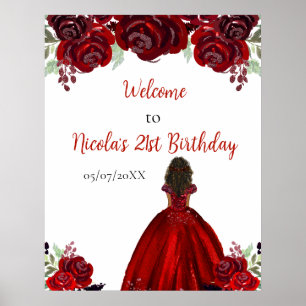 Affiche Bienvenue pour l'anniversaire de la princesse à pe