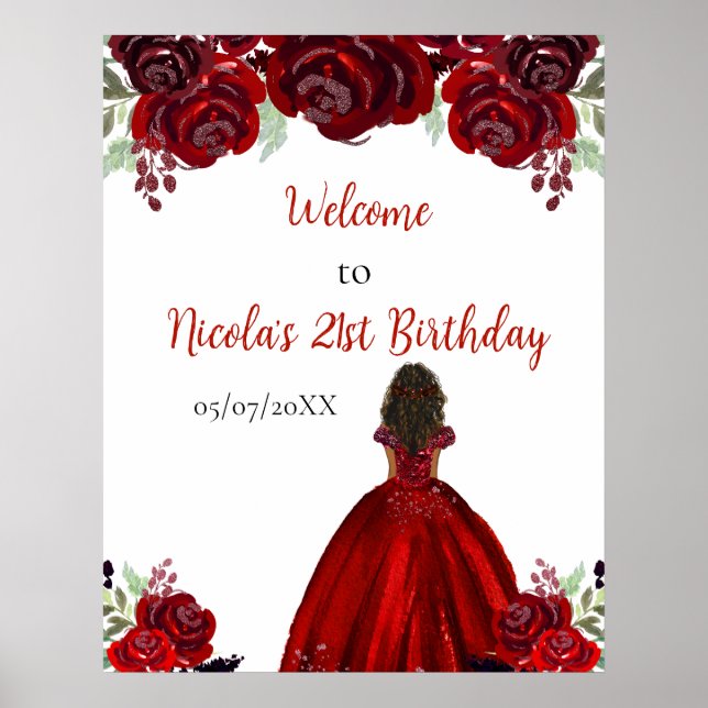 Affiche Bienvenue pour l'anniversaire de la princesse à pe (Devant)
