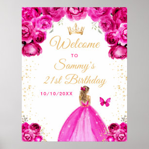 Affiche Bienvenue pour l'anniversaire de la princesse aux