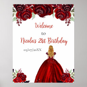 Affiche Bienvenue pour l'anniversaire de la princesse aux