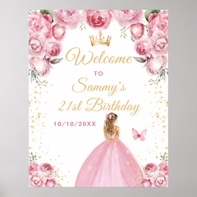 Affiche Bienvenue pour l'anniversaire de la princesse aux  (Devant)