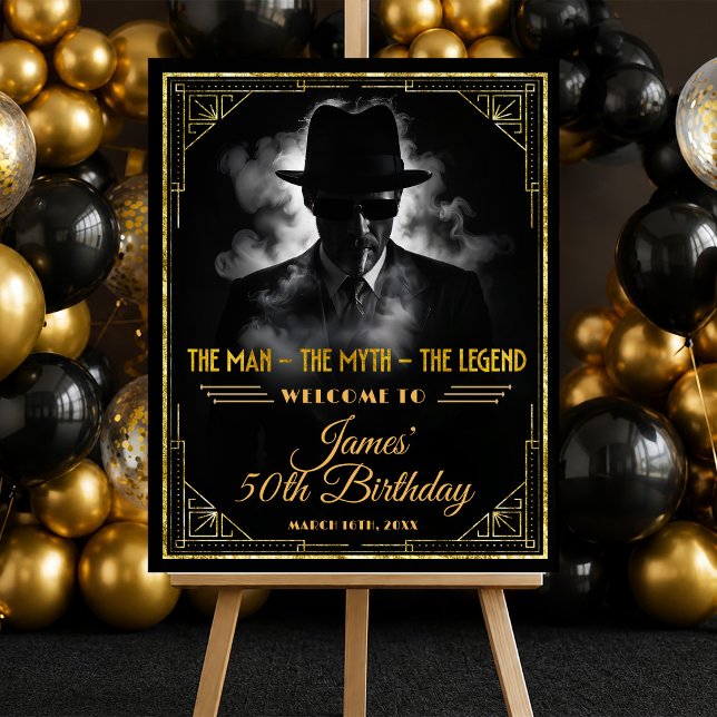 Affiche Bienvenue pour l'anniversaire de l'homme mythe lég (Créateur téléchargé)