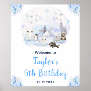 Affiche Bienvenue pour l'anniversaire des animaux arctique