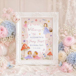 Affiche Bienvenue pour l'anniversaire des filles florales
