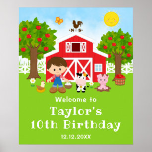 Affiche Bienvenue pour l'anniversaire du garçon aux cheveu