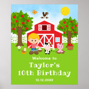 Affiche Bienvenue pour l'anniversaire du garçon aux cheveu
