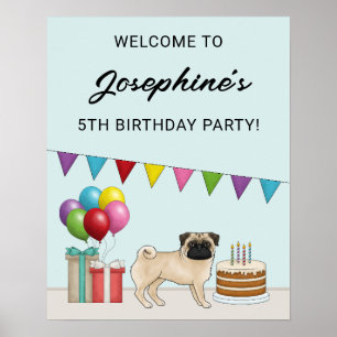 Affiche Bienvenue pour l'anniversaire du mignon chien de d
