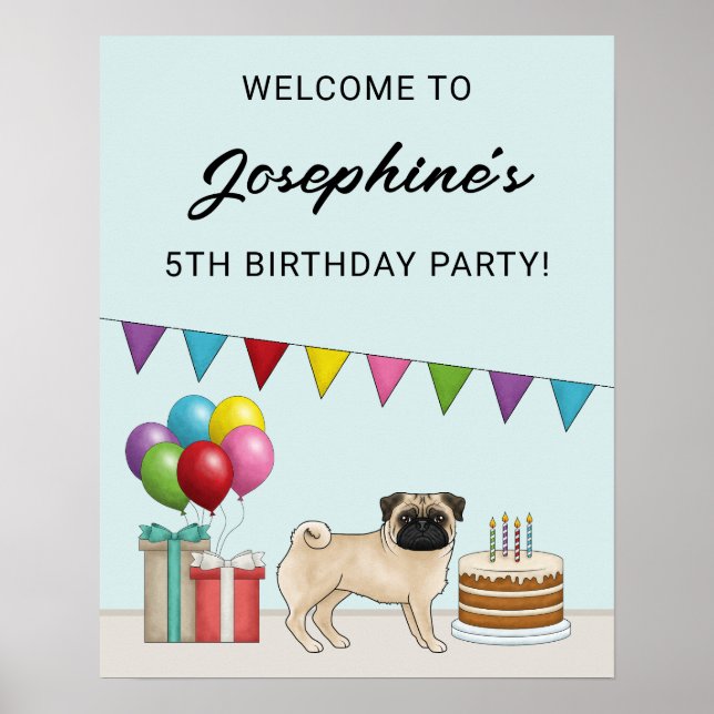 Affiche Bienvenue pour l'anniversaire du mignon chien de d (Devant)