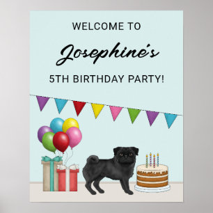 Affiche Bienvenue pour l'anniversaire d'un chien de dessin