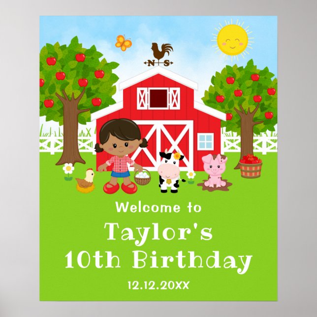 Affiche Bienvenue pour l'anniversaire d'une fille afro-amé (Devant)
