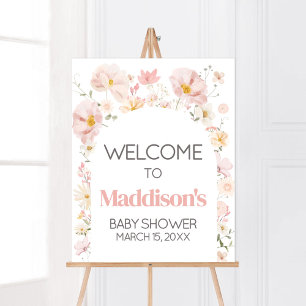Affiche Bienvenue pour l'arche de fleurs sauvages bébé en