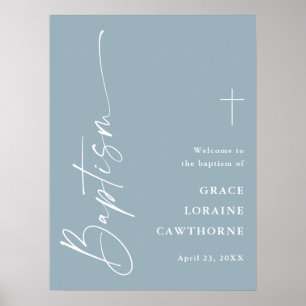 Affiche Bienvenue pour le baptême de garçons avec écriture
