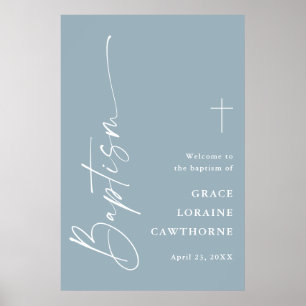 Affiche Bienvenue pour le baptême de garçons avec écriture