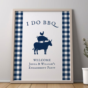 Affiche Bienvenue pour le BBQ Rustique Maison de Campagne 