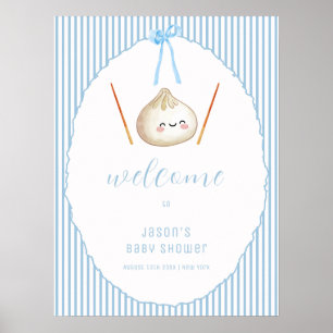 Affiche Bienvenue pour le bébé garçon asiatique aux nouill