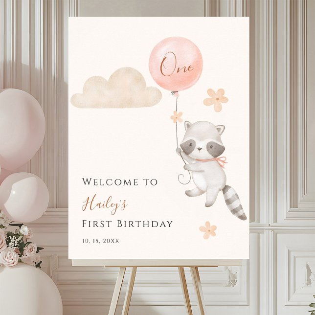 Affiche Bienvenue pour le premier anniversaire de la fille (Créateur téléchargé)