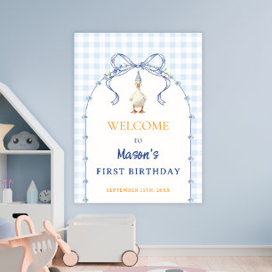 Affiche Bienvenue pour le premier anniversaire du garçon a