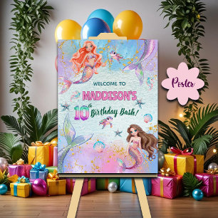 Affiche Bienvenue pour les 10 ans de sirènes Paillettes Ro