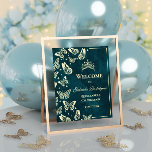 Affiche Bienvenue pour les 15 ans de Quinceañera Vert Émer