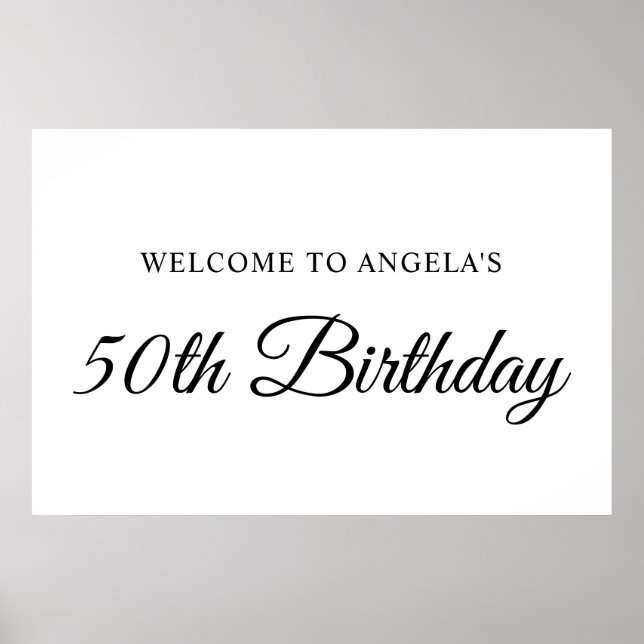 Affiche Bienvenue pour les 50 ans Elegant Script (Devant)