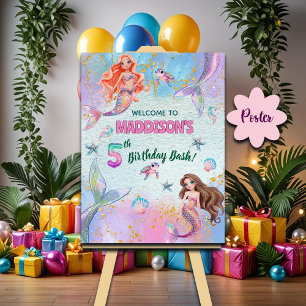 Affiche Bienvenue pour les 5 ans de sirènes Paillettes Ros