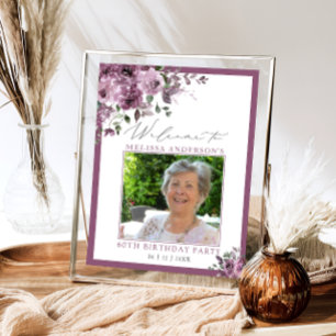 Affiche Bienvenue pour les 60 ans photo florale violette