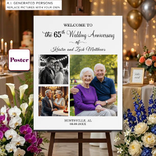 Affiche Bienvenue pour les 65 ans de mariage - 3 photos pe