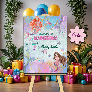 Affiche Bienvenue pour les 7 ans de sirènes Paillettes Ros