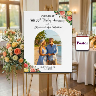 Affiche Bienvenue pour un 1 Photo personnalisée 35e annive