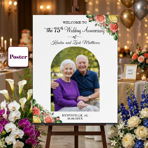 Affiche Bienvenue pour un 1 Photo personnalisée 75e annive